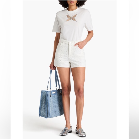 Maje Rhinestone Jean Shorts, Size 38 - Picture 6 of 7